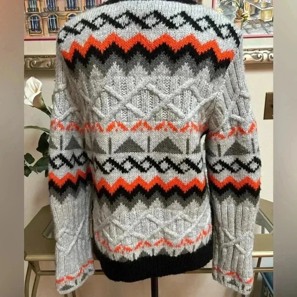 MAGASCHONI FAIR ISLE CABLE KNIT GEOMETRIC DESIGN CASUAL PULLOVER SWEATER SIZE L - Picture 6 of 11